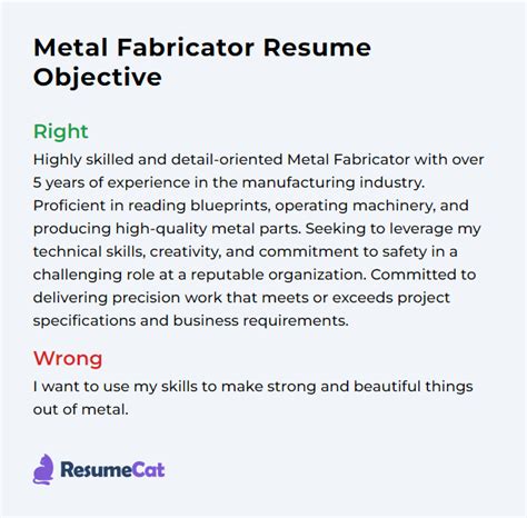 resume objectives for metal fabrication|steel fabricator resume objective.